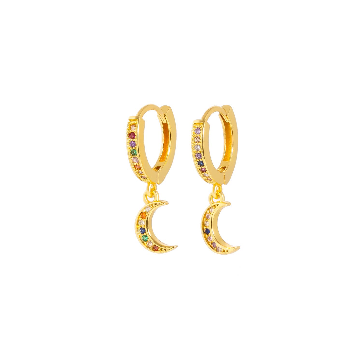 MASHALLAH - Wholesale Huggie Earrings - Moon Multicolor Huggie Earrings