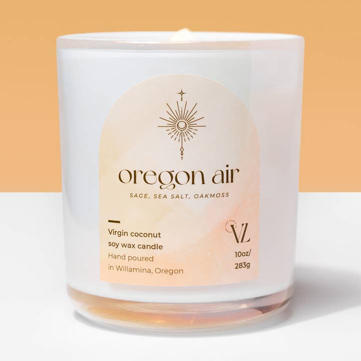 Oregon Air | oakmoss pnw coastal scented wood wick candle for wholesale by Vincent Land Candle Co.