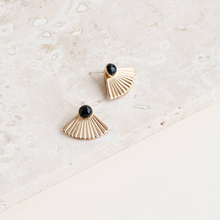 Onyx Mini Pleat Jacket Earrings for wholesale by Michelle Starbuck Designs