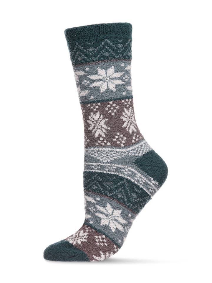 Infinity Classics International Inc. - Wholesale Socks - Women's - Snowflake Fair Isle Super Soft Cozy Crew Sock
