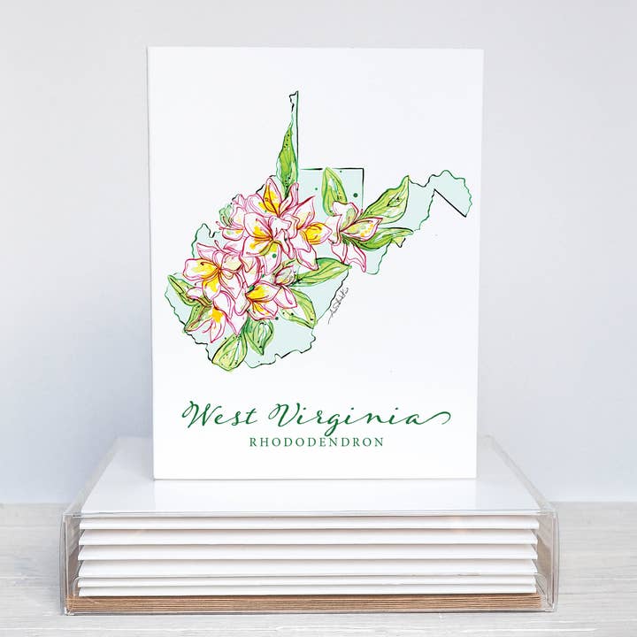 West Virginia Rhododendron State Flower Notecard Set for wholesale by Amanda Klein Co.