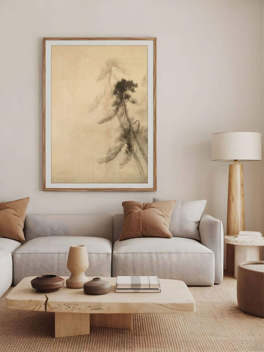 Modern Antique Prints - Wholesale Art Print - Wabi-Sabi Pine Sketch – Timeless Silence in the Mist VII1