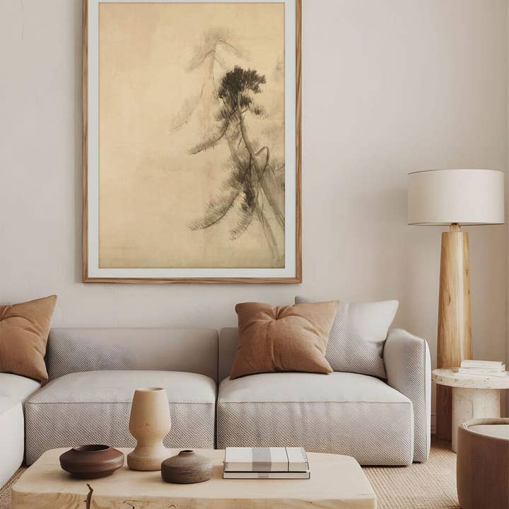 Modern Antique Prints - Wholesale Art Print - Wabi-Sabi Pine Sketch – Timeless Silence in the Mist VII1