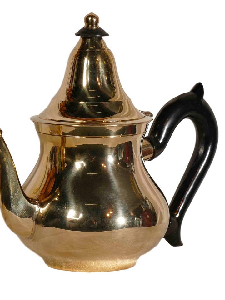 Kair Tea Moroccan Style Brass Teapot with Black Handle for wholesale by IN CREATION INC