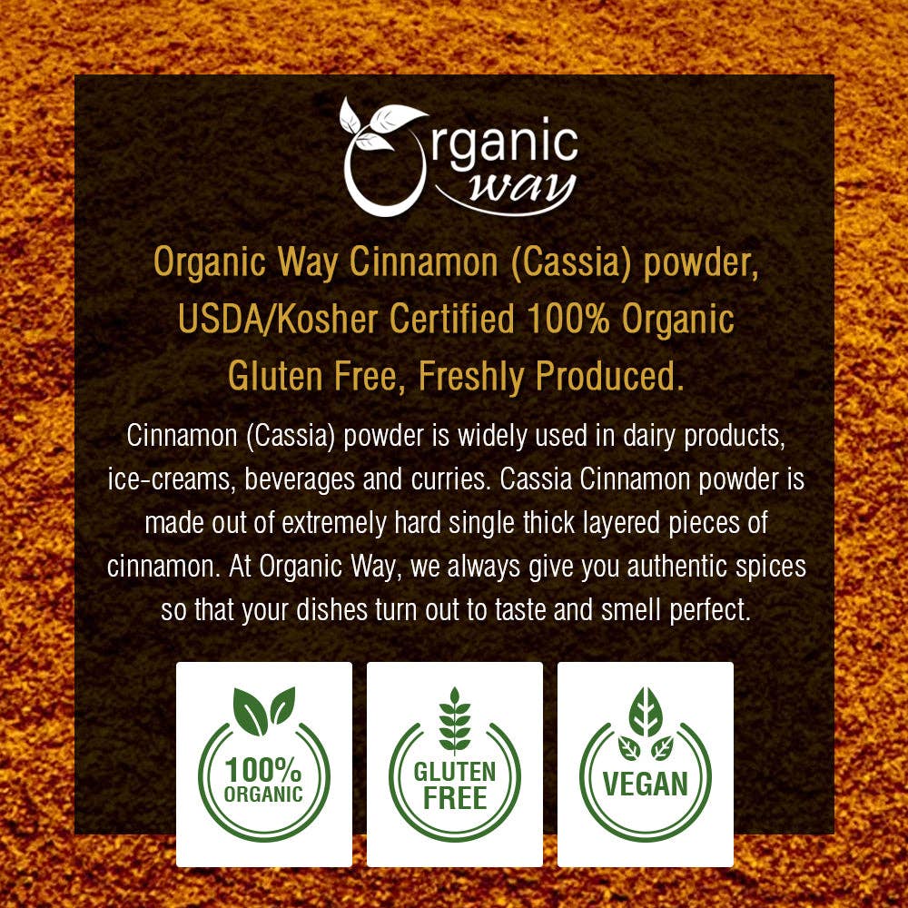 Organic Way LLC - Wholesale Dried Spice - Premium Cinnamon Cassia Powder (Cinnamomum cassia) - Adds Flavour & Aroma | Kosher Certified | Vegan | Raw, Non GMO & Gluten Free | USDA Certified | Origin - India8