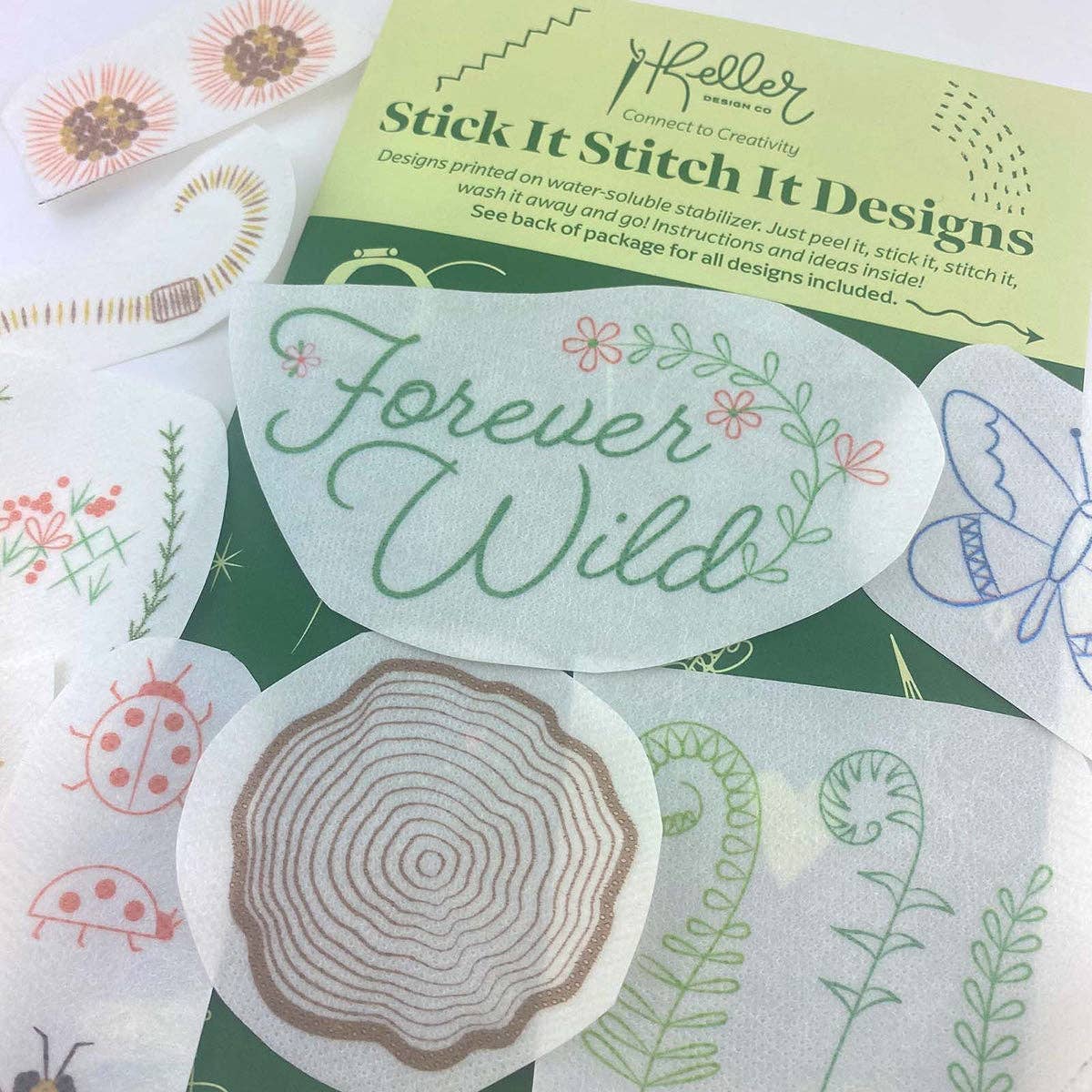 Keller Design Co. - Wholesale Embroidery/Cross Stitch Supplies - Stick It Stitch It Water Soluble Embroidery Patterns-Forever Wild11