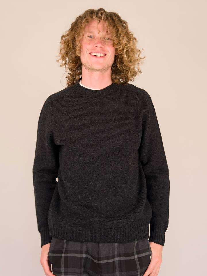 Seamless Crew - Charcoal for wholesale by Origin Knitwear