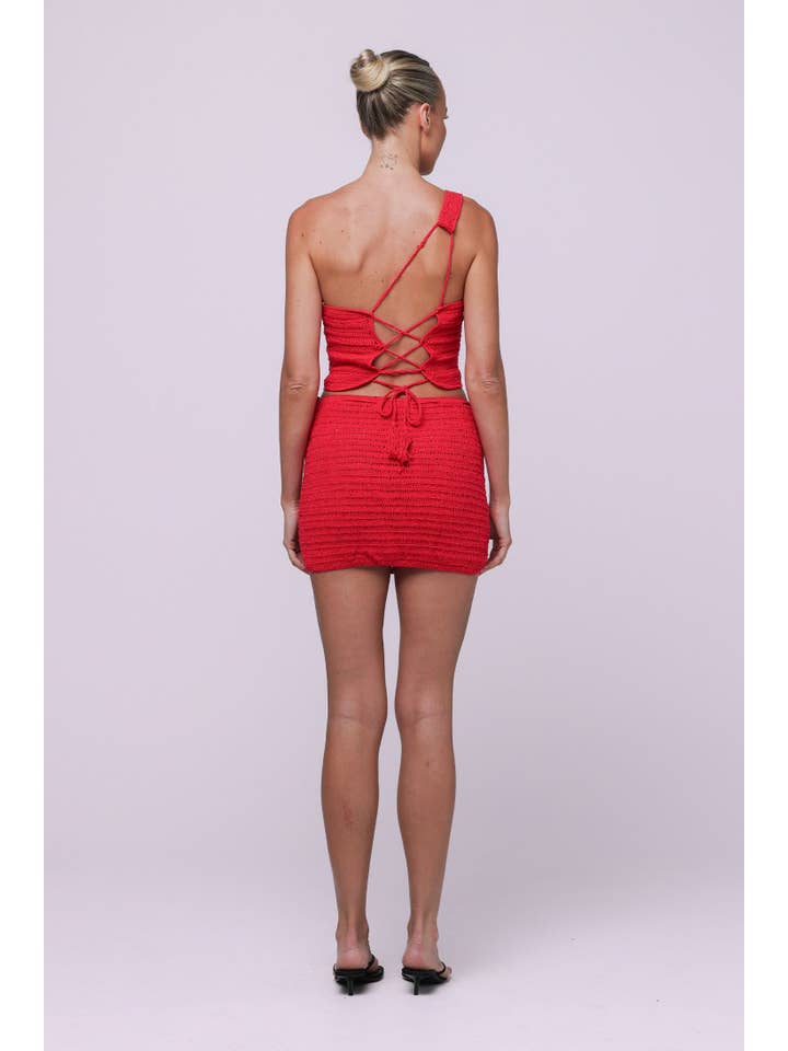 Isabelle Quinn - Vente Jupe – femme - Jupe Mini Crochet Lily Rouge1