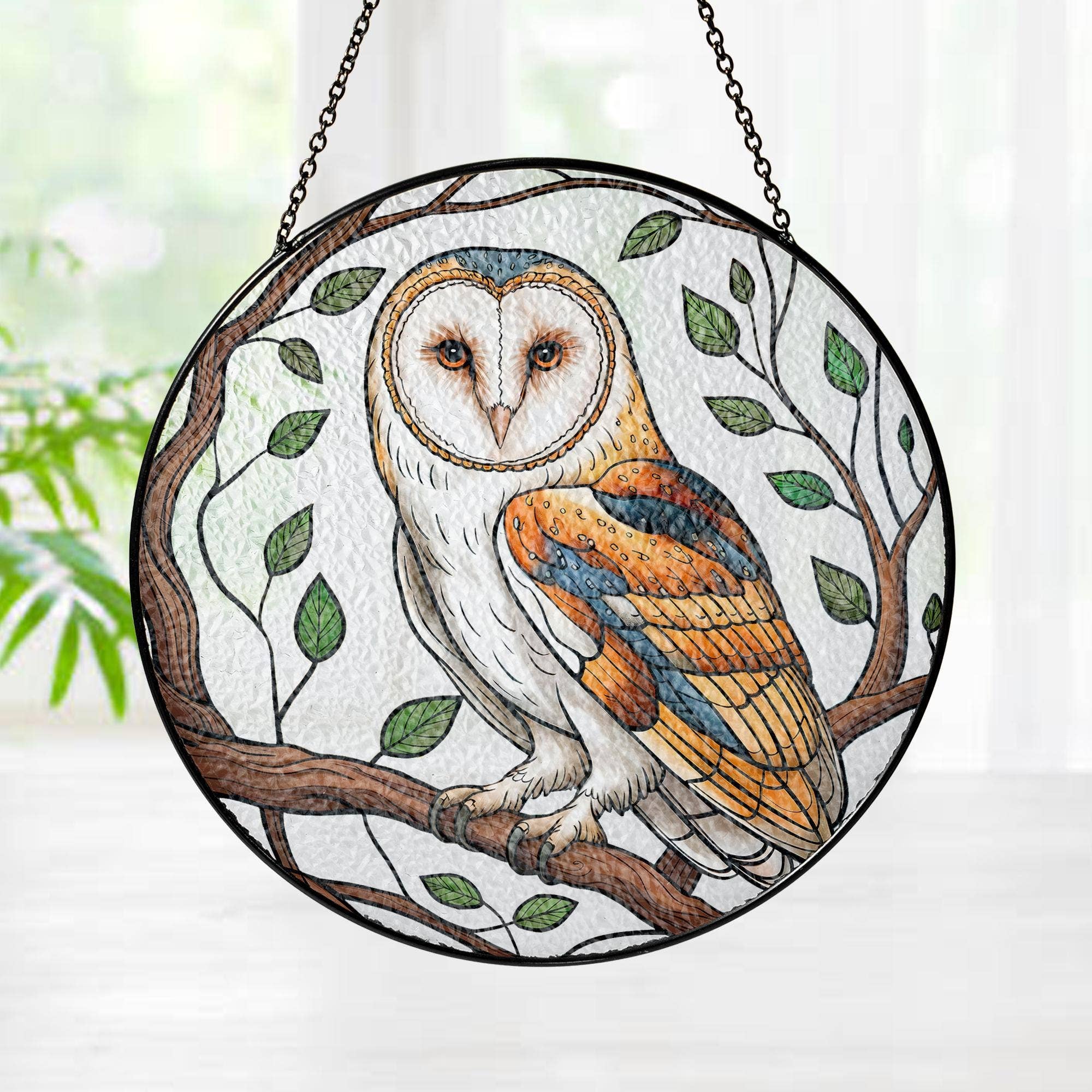NVC Ecommerce LLC – wholesale Suncatcher – Owl Bird Stained Glass Suncatcher, Owl Lover Gift, Bird Art0