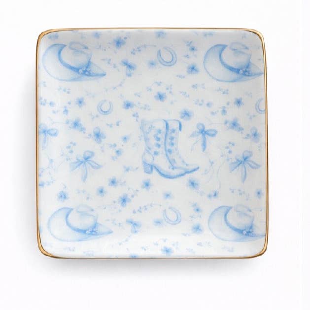 Beauty Stash - Wholesale Jewelry Dish - Ceramic Jewelry Trinket Tray with Gold Rim – 4” Square Catchall Dish3
