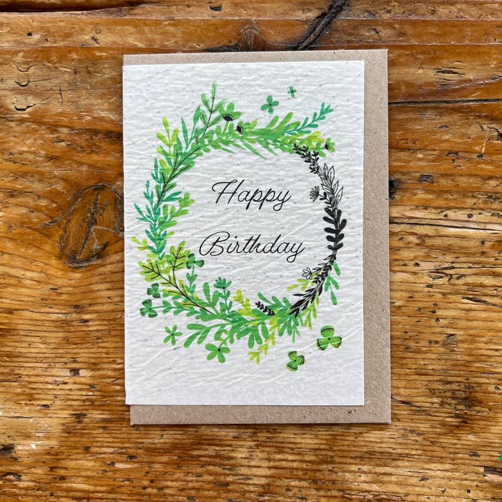 Les cartes de Lulu - Vendita all'ingrosso Biglietti di auguri - Biglietto di auguri di buon compleanno con semi a forma di pianta, in inglese