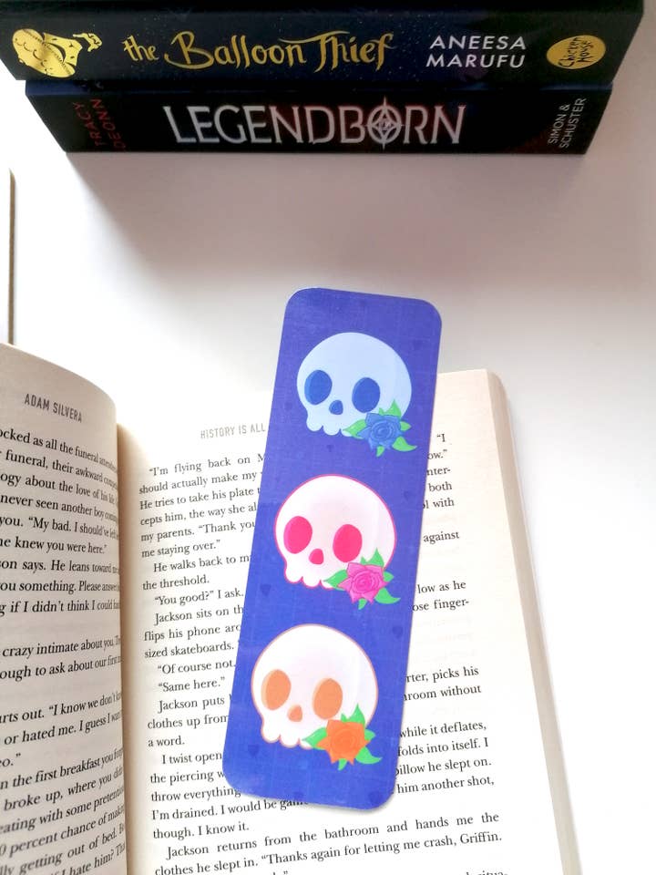 Cute skull bookmarks, Bookish gifts, bookstore bookmarks for wholesale by KimspirationCrafts