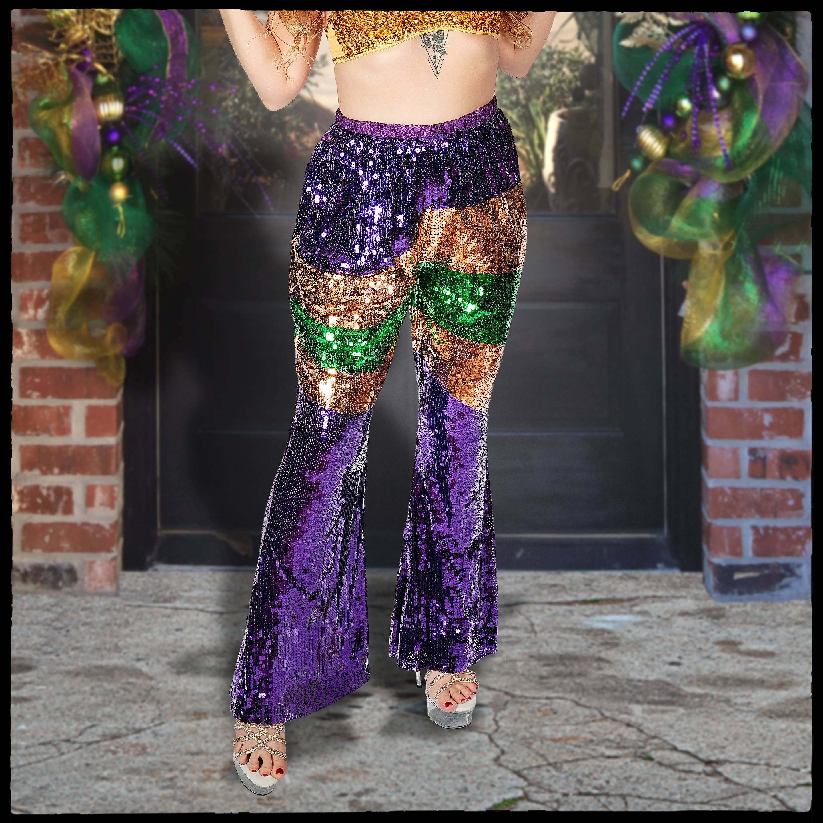 mardi gras sequin leggings