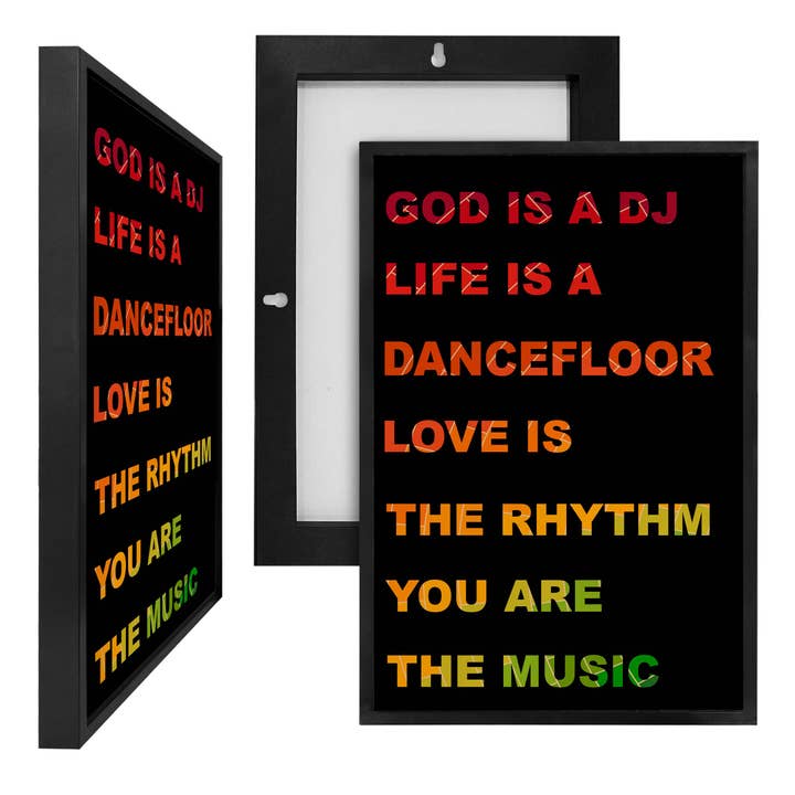 Cartulina enmarcada de PVC «Dios es un DJ» (estuche) para venta al por mayor de ART BLVD