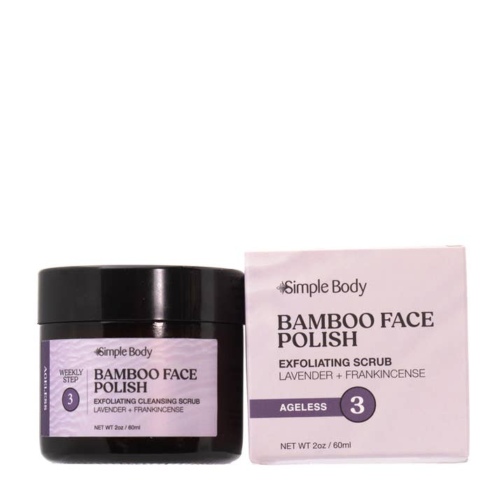 Bamboo Face Polish, Lavender + Frankincense for wholesale by Simple Body