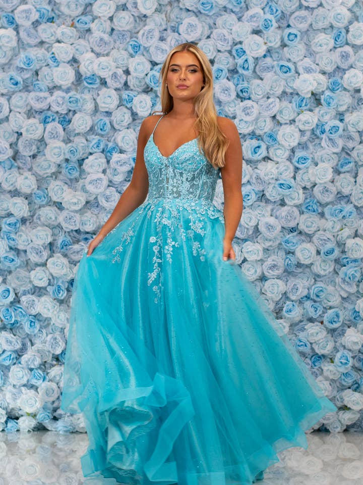 Leia Azul Aqua por atacado de Ruby Prom