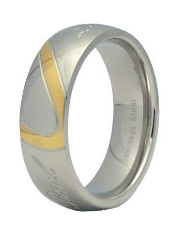 Stainless Steel "Real Love" Engraved Ring -7mm for wholesale by Just Mens Rings