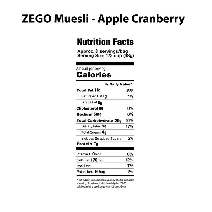 Zego - Wholesale Breakfast Cereal - Organic Gluten-free Nut-free Muesli: Apple Cranberry (13 Oz)14