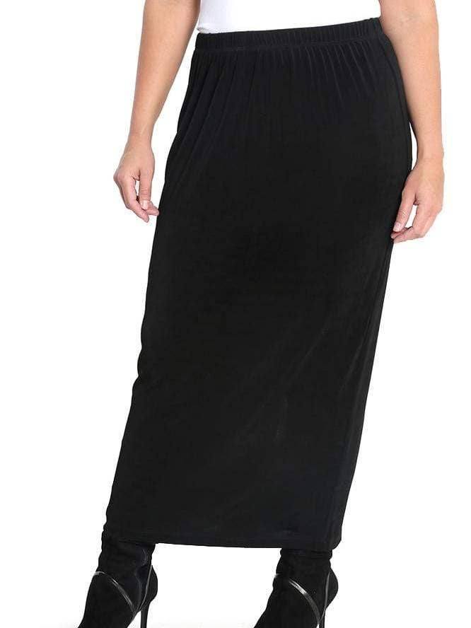 Jupe longue droite noire classique Vikki Vi pour la vente par Vikki Vi
