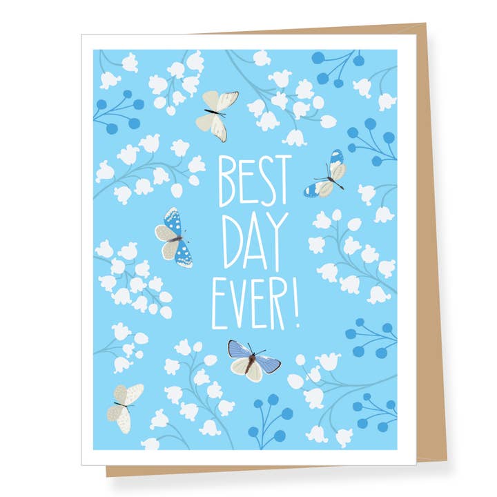 Apartment 2 Cards – Engroshandel Bryllupskort – Bedste Dag Nogensinde Blå Blomster Forlovelses-/Bryllupskort