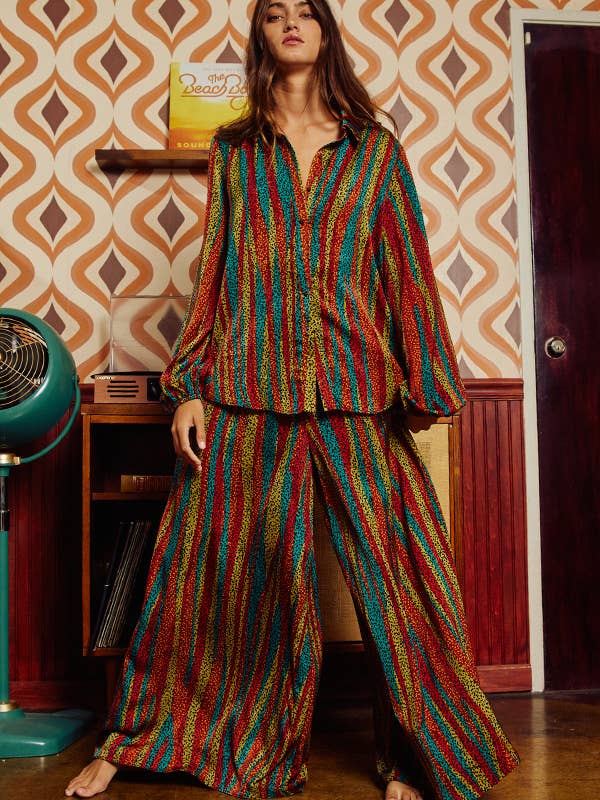 P5016Z Multi Color Smocked Waist Band Wide Leg Maxi Pants for wholesale on Faire