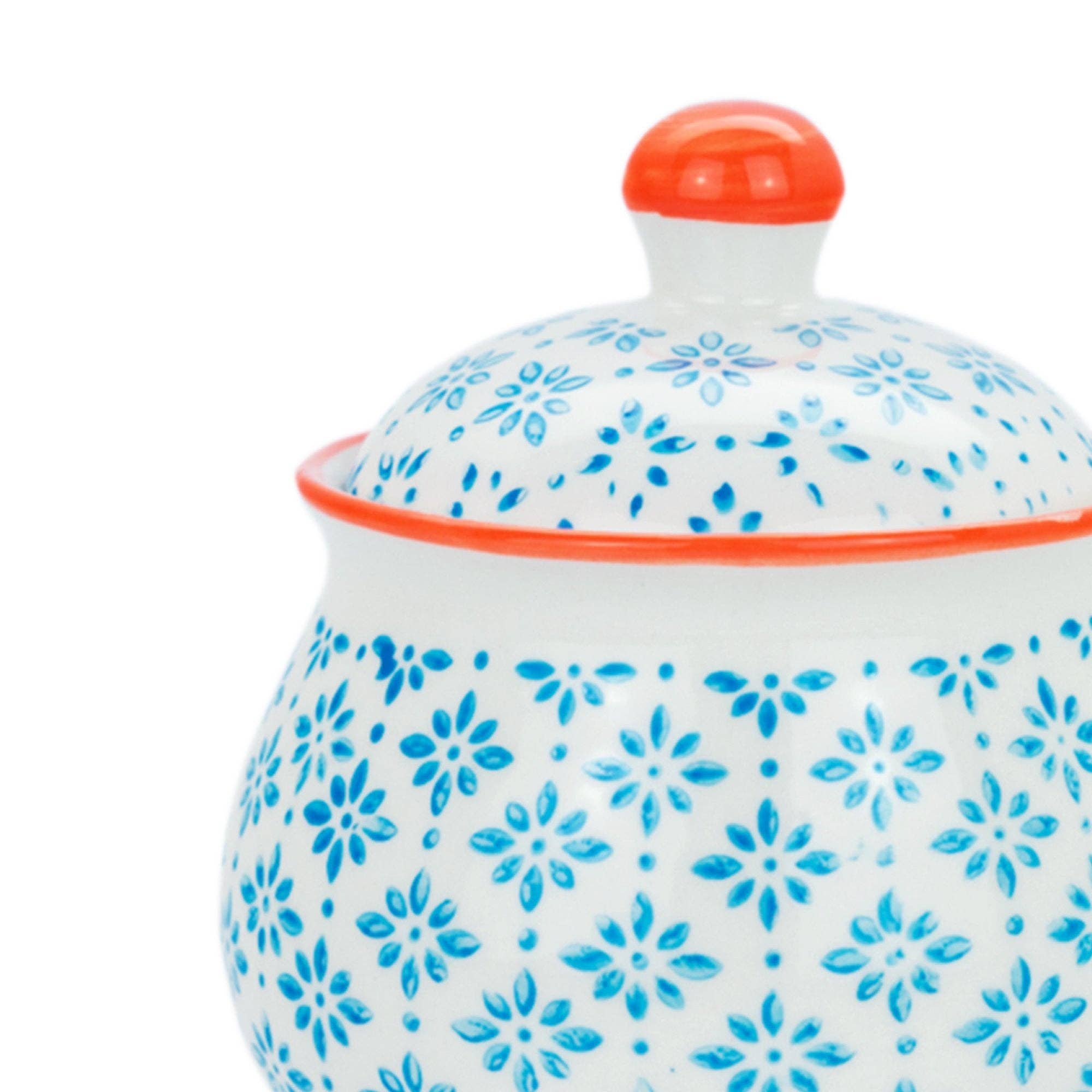 Rinkit Ltd - Wholesale Bowl - Nicola Spring Patterned Sugar Bowl - Blue and Orange2