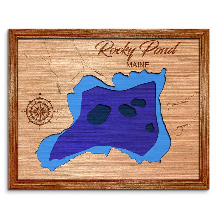 Rocky Pond Orland Maine Depth Map Home Wall Art Decor for wholesale by Premier Gifts and More