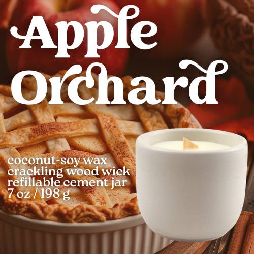 Candela Ricaricabile Apple Orchard in Cera di Cocco e Soia per la vendita all'ingrosso da parte di Verthandi Botanical