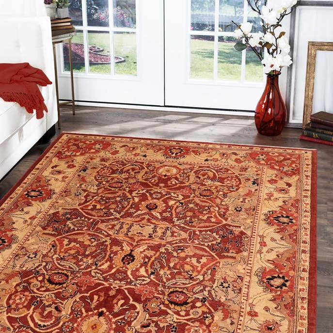 Tapis en laine Ziegler Keisha éclectique rouge/beige - 8'1'' x 9'6'' pour la vente par Arshs Fine Rugs