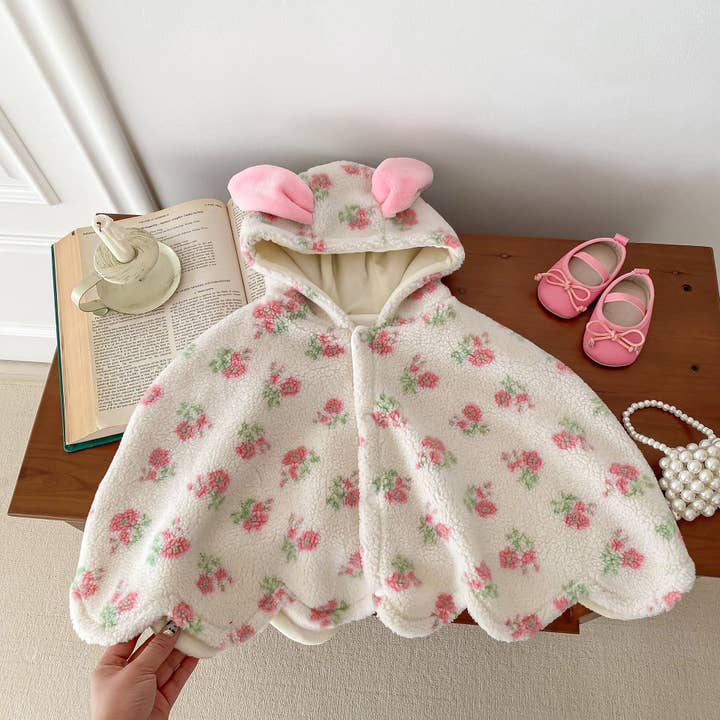 Warmer, kuscheliger Fleece-Umhang für Babys und Mädchen mit Blumenmuster für Herbst und Winter, beliebter Schal für den Großhandel von MyKids-USA®