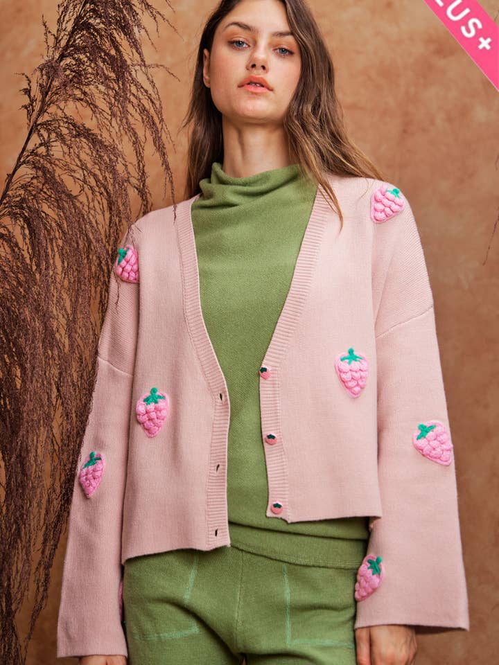 PLUS WIDE OPEN SLEEVE BUTTON FRONT KNIT CARDIGAN for wholesale by Davi & Dani