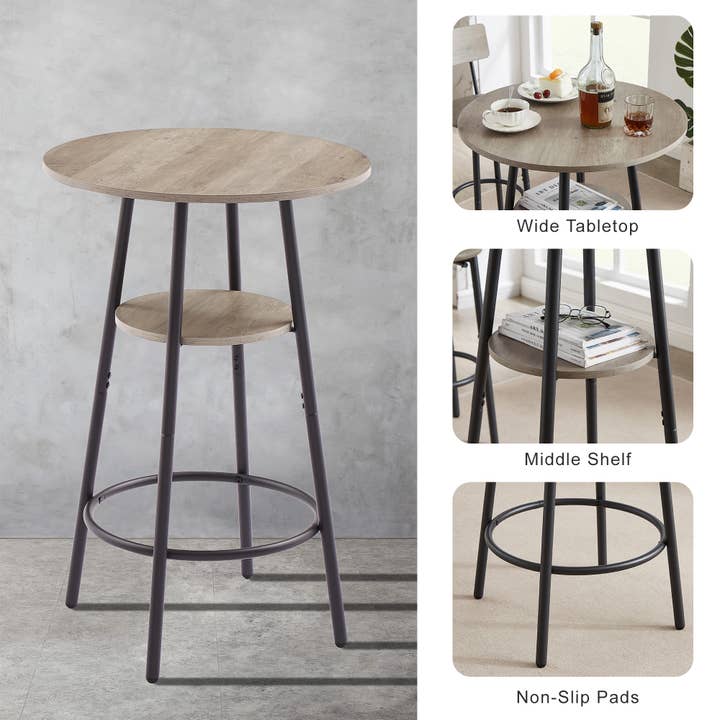 39F Inc. - Vente Tabouret - Tabouret de bar rond avec étagère, tabouret rembourré8