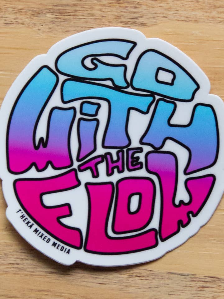 Waterproof Vinyl Sticker - Go With The Flow for wholesale by K'oastal Mixed Media