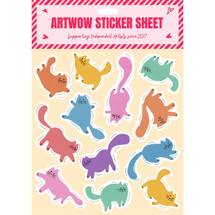 ART WOW - Wholesale Sticker - Sticker Sheets 'Rainbow Playful Cats'