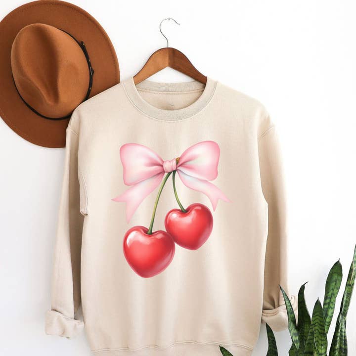 Heart Cherries Crewneck Sweatshirt for wholesale by ChubbyBubbyBear