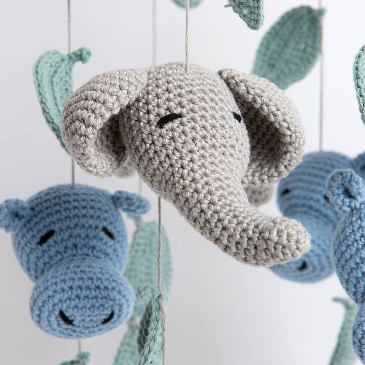 Wool Couture Company - Wholesale DIY Craft Kit - Hippo & Elephant Baby Mobile Crochet Kit4