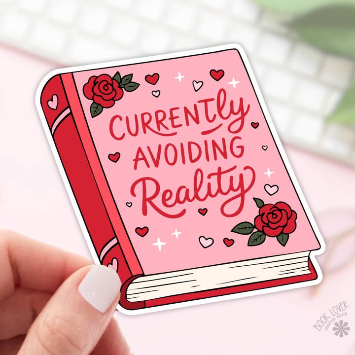 Pegatinas «Actualmente evitando la realidad» / Pegatinas literarias para venta al por mayor de Book Lover Merch Shop