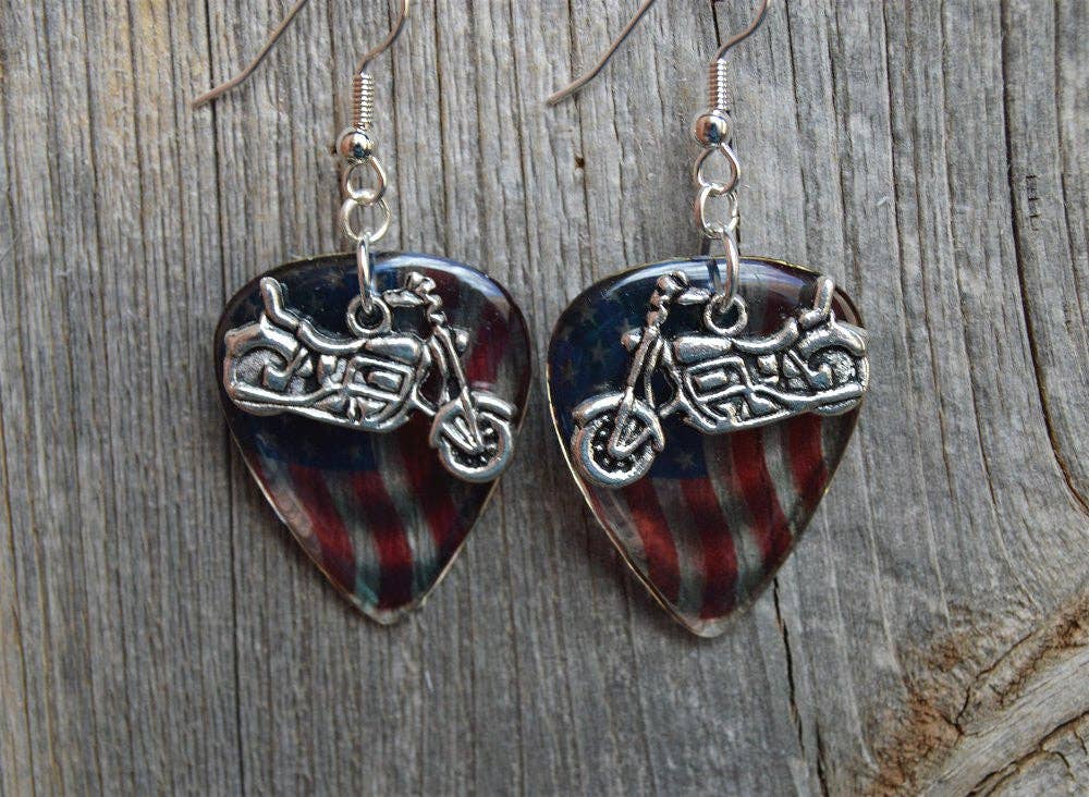 Simply Raevyn - Wholesale Dangle Earrings - Motorcycle Charm Guitar Pick Earrings15