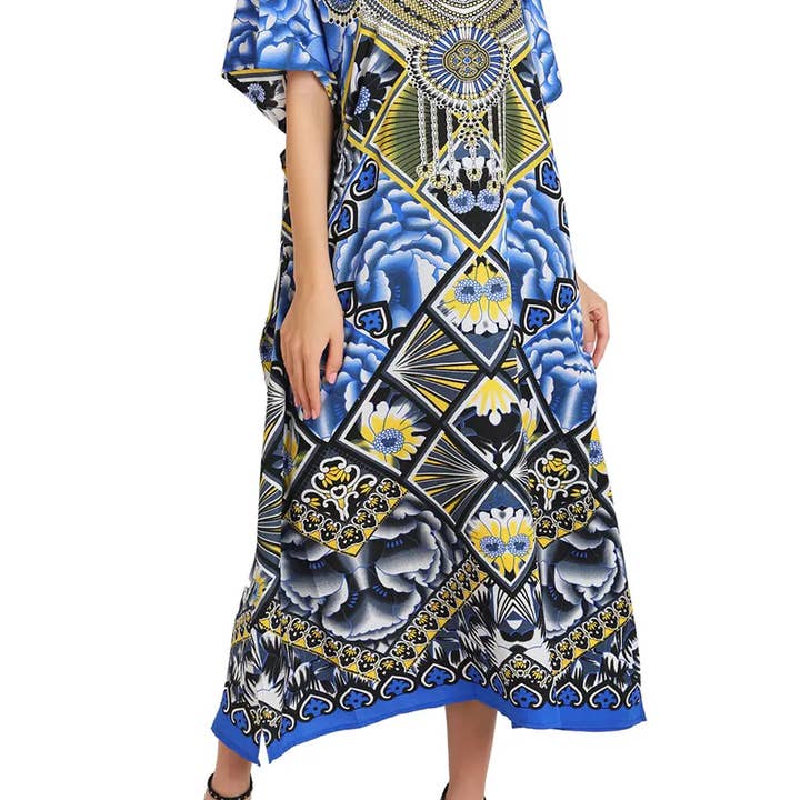 Women Long Kaftan Summer Caftan Dress 3 Colors 132 S-3XL for wholesale by Muqeem & Brothers