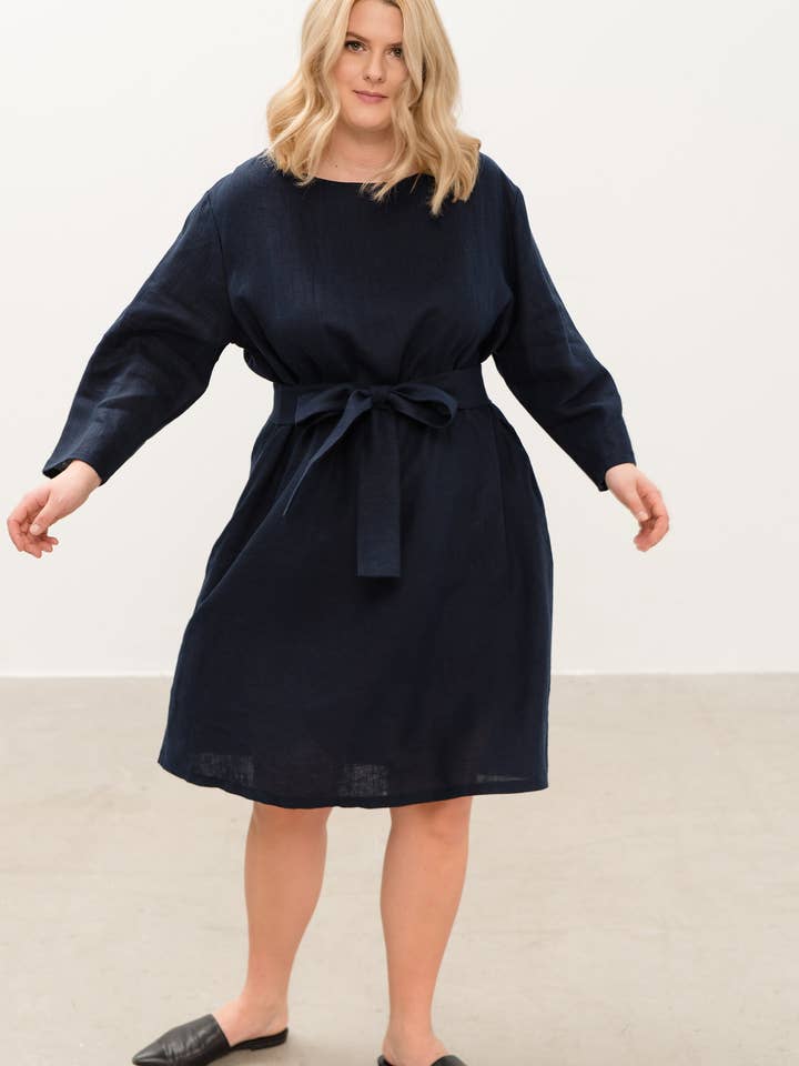 Sommarklänning i linne, plus size mode, avslappnad klänning, lös för wholesale av LeMuse