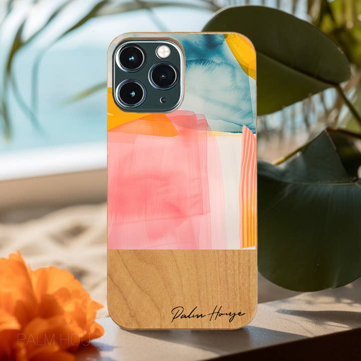 Real Wood iPhone Case, Town Abstract Art, Made in Japan for wholesale by Palm House