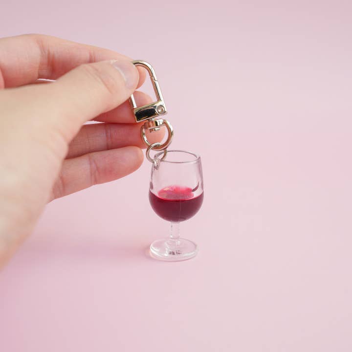 Mini Story Co - Wholesale Keychain - Women's - Glass of Red Wine Keychain | Wine Lover Gift | Miniature Food Key Chain | Drinks Keyring | Cute Accessories