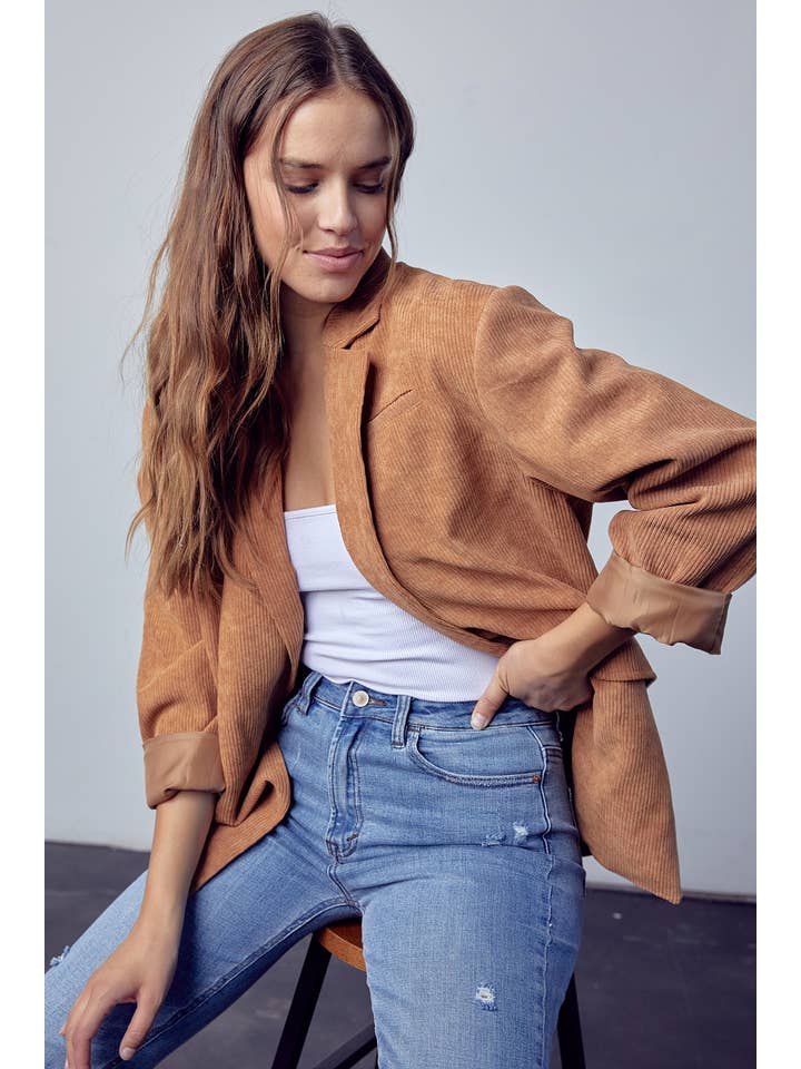 Oversized Corduroy Blazer - Camel for wholesale on Faire