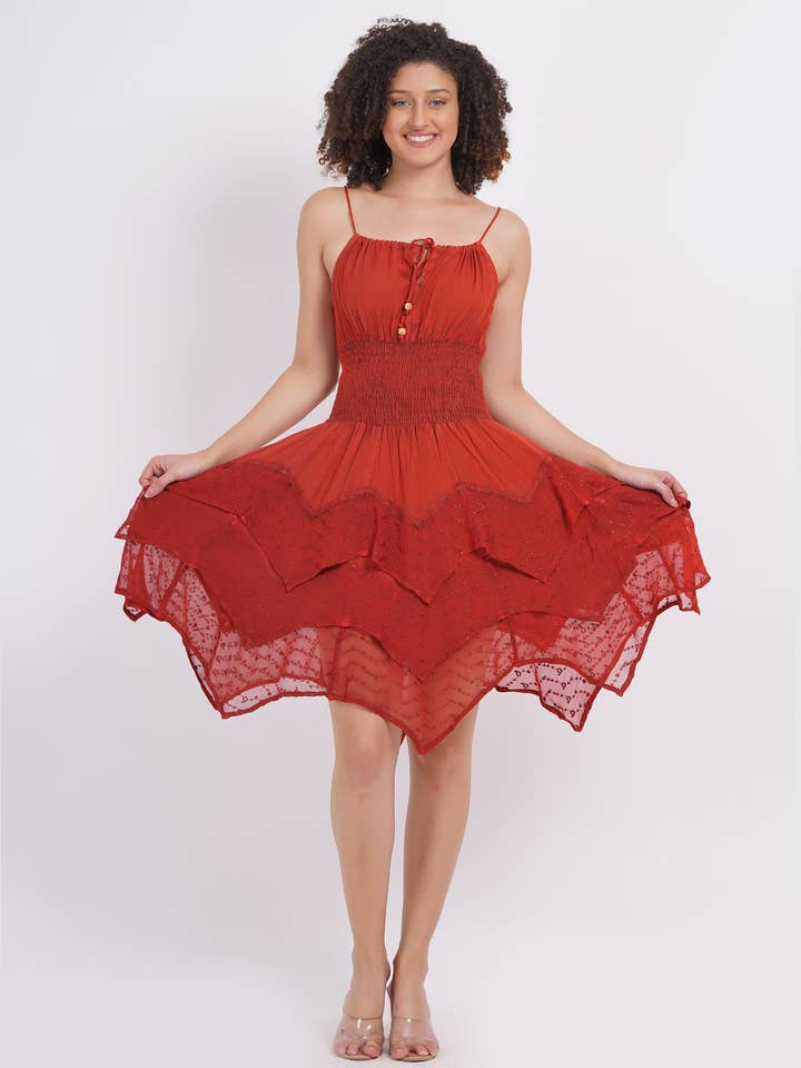 Kvinnors Boho elastisk midja, Spaghetti Strap Fit & Flare Klänning för wholesale av Wevez