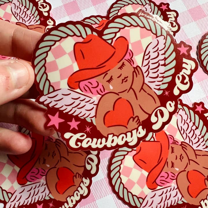 Sad Cowboy Cupid Vinyl Sticker for wholesale by Fox and Brambles