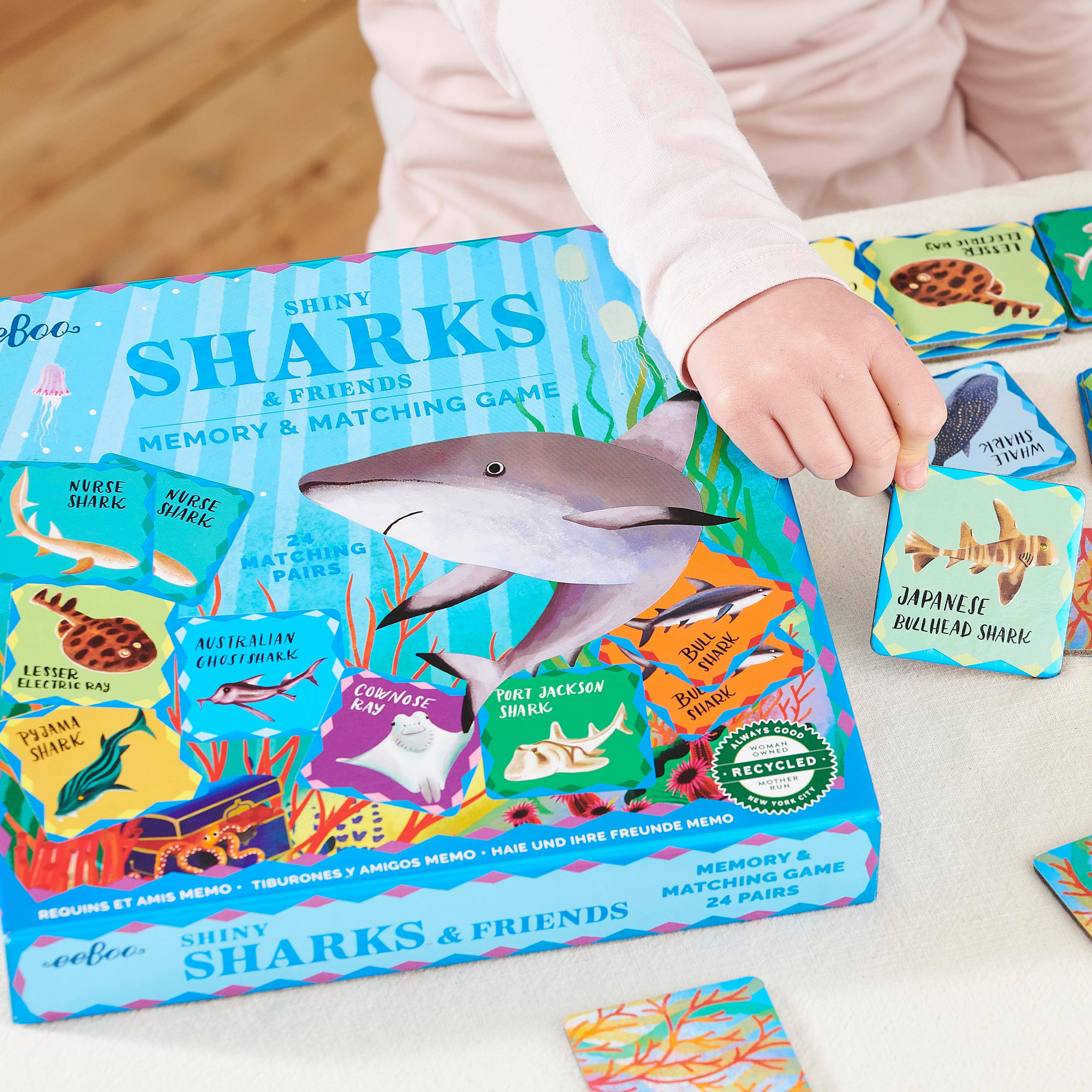 eeBoo - Wholesale Brain Game - Kids - Sharks & Friends Shiny Memory Matching Game2