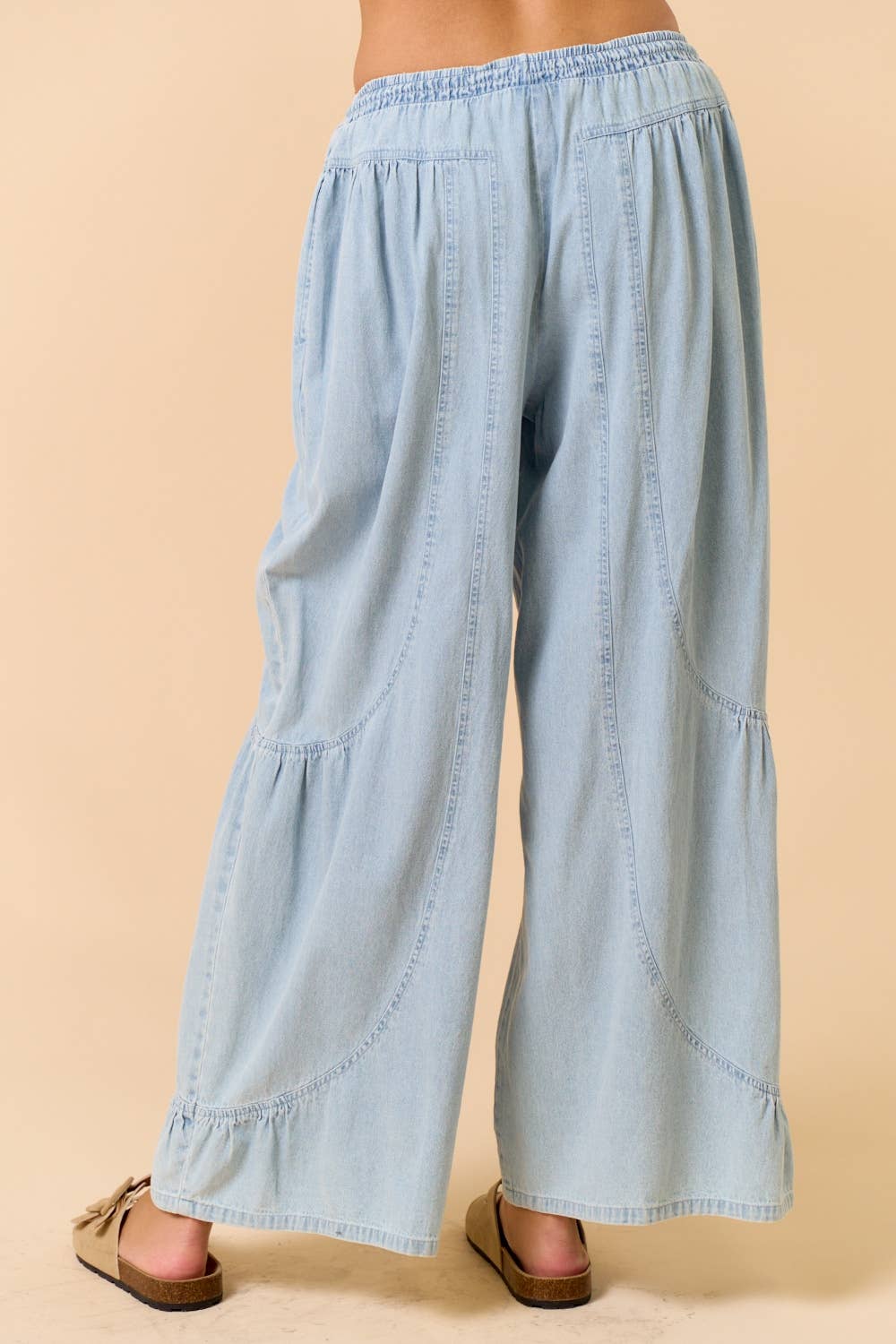 Lalavon - Wholesale Jeans - Women's - ILP5919 Ruffle Detailed Wide Denim Pants3