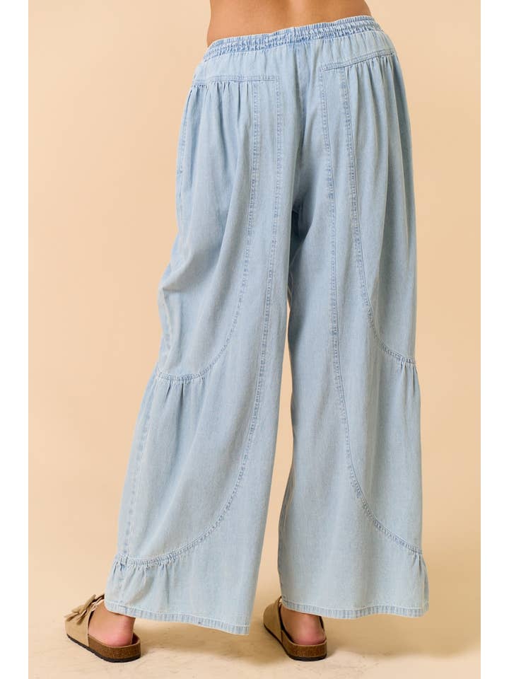 Lalavon - Wholesale Jeans - Women's - ILP5919 Ruffle Detailed Wide Denim Pants3