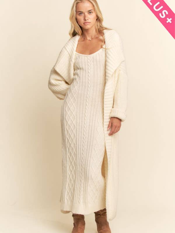Davi & Dani - Vente Robe – femme - ENSEMBLE ROBE LONGUE ET GILET TEXTURÉ CÔTELÉ PLUS1