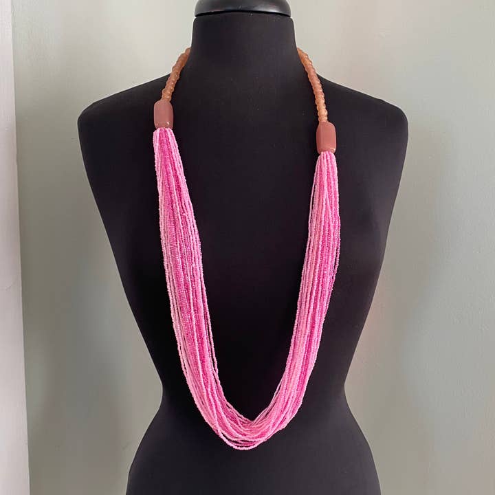 Long Pink Sead Bead Necklace for wholesale by Shae's Resale